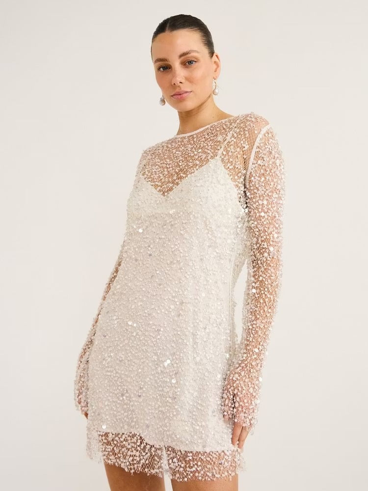OpalGlow – Luxury Handcrafted Party Dress