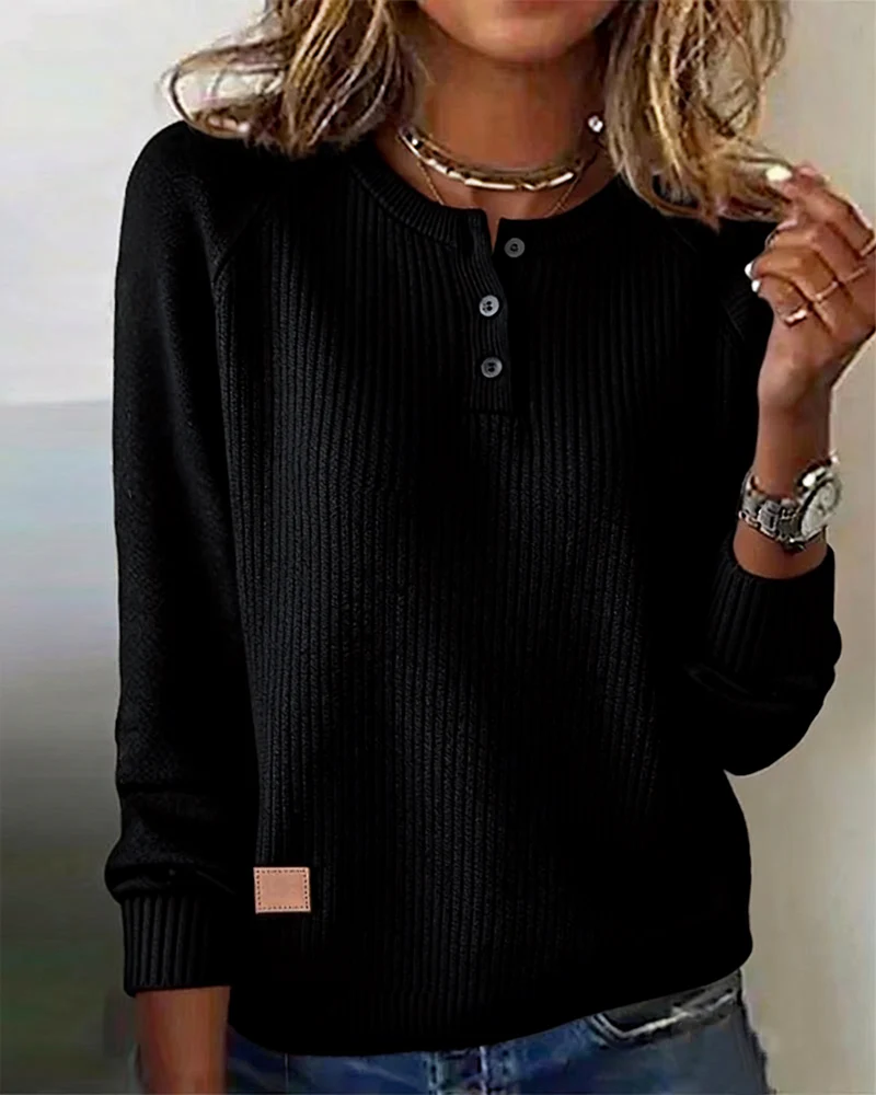RaglaMode – Stylish Button Sleeve Pullover
