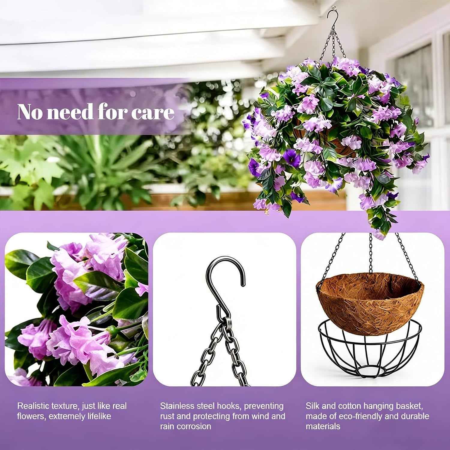 FloraVibe – Faux Crepe Myrtle Floral Hanging Basket