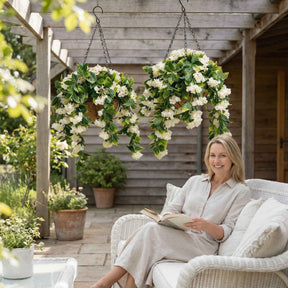 FloraVibe – Faux Crepe Myrtle Floral Hanging Basket