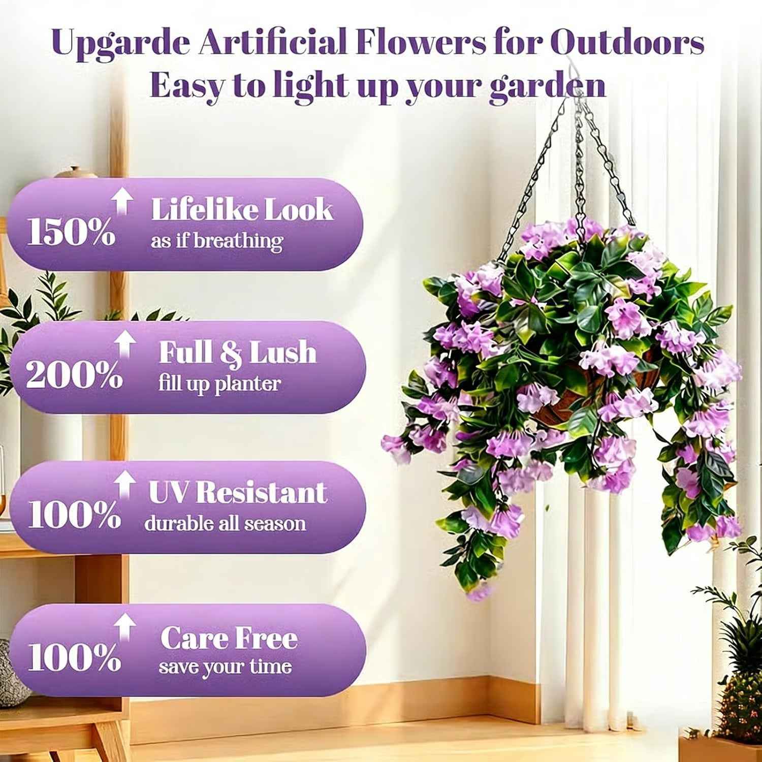 FloraVibe – Faux Crepe Myrtle Floral Hanging Basket
