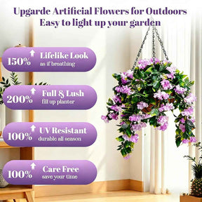 FloraVibe – Faux Crepe Myrtle Floral Hanging Basket