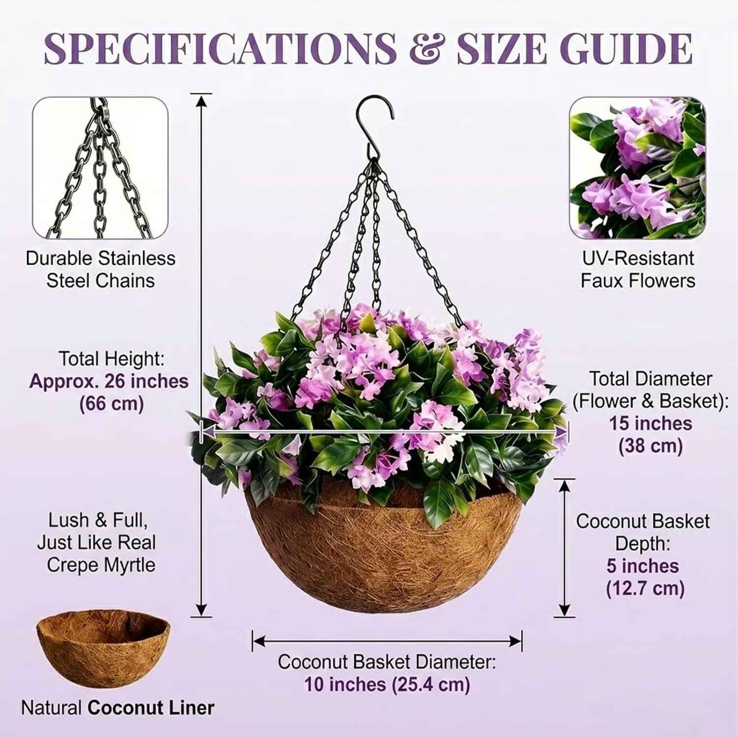 FloraVibe – Faux Crepe Myrtle Floral Hanging Basket
