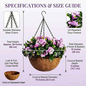 FloraVibe – Faux Crepe Myrtle Floral Hanging Basket