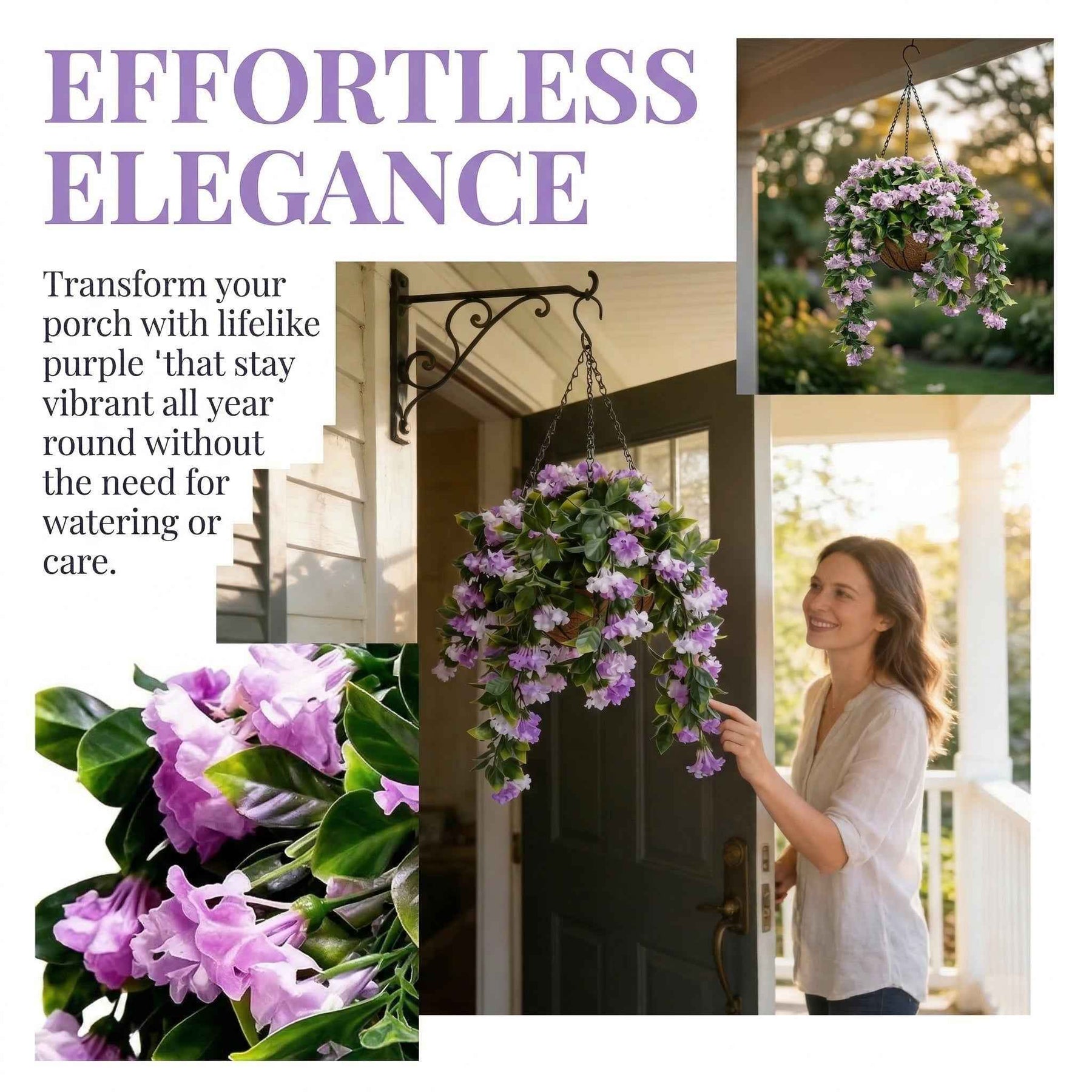 FloraVibe – Faux Crepe Myrtle Floral Hanging Basket