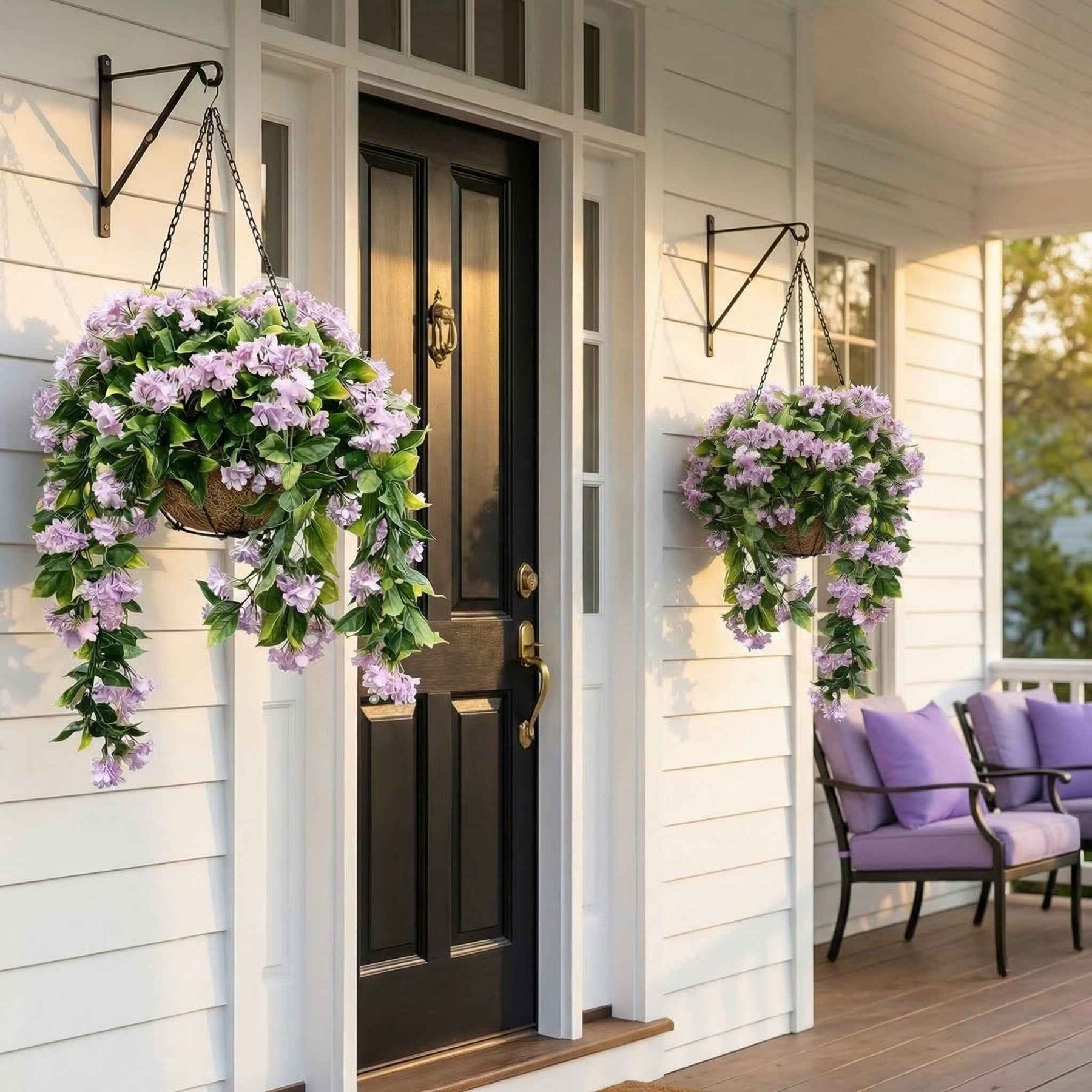 FloraVibe – Faux Crepe Myrtle Floral Hanging Basket
