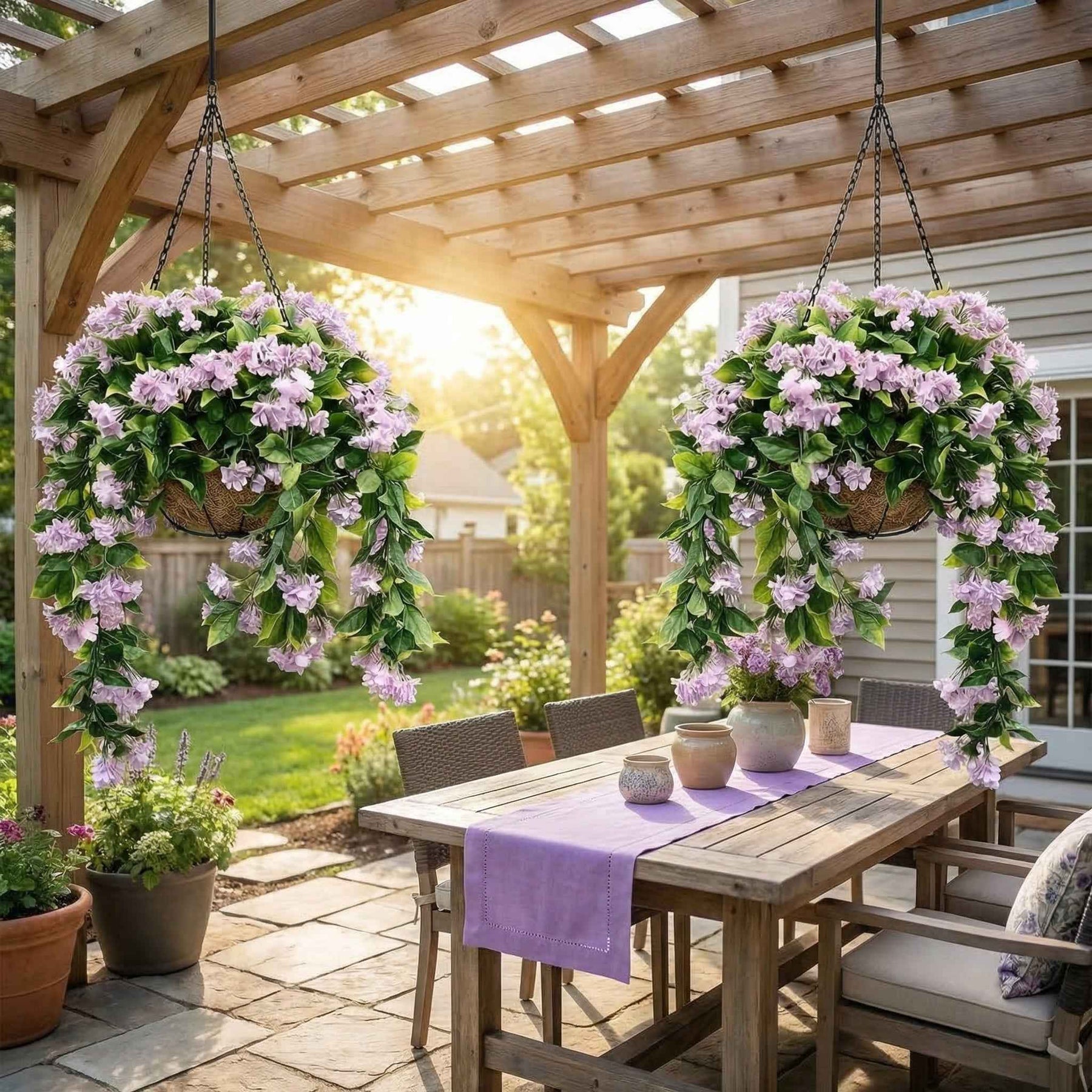 FloraVibe – Faux Crepe Myrtle Floral Hanging Basket