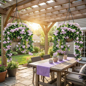 FloraVibe – Faux Crepe Myrtle Floral Hanging Basket