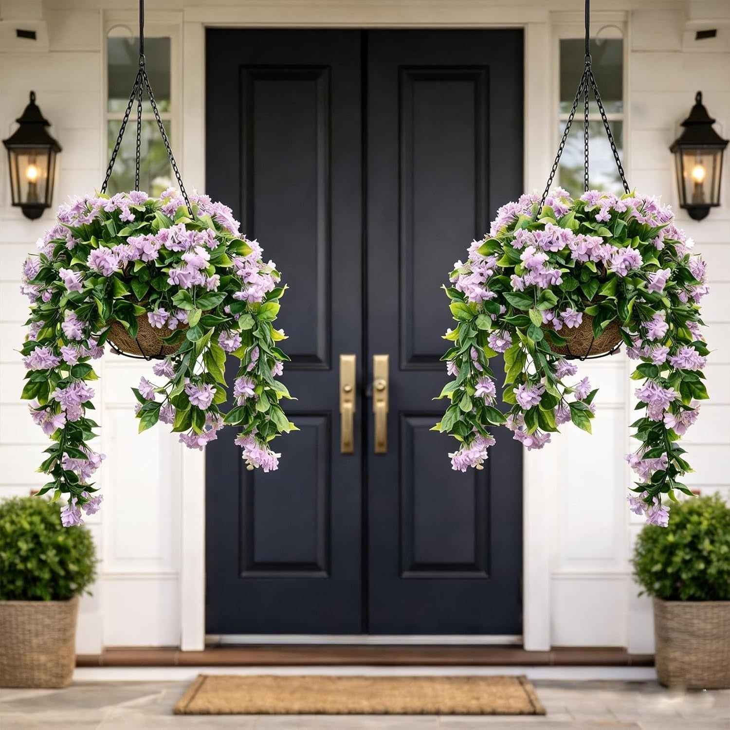 FloraVibe – Faux Crepe Myrtle Floral Hanging Basket