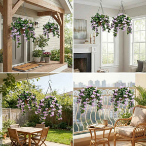 FloraVibe – Faux Crepe Myrtle Floral Hanging Basket