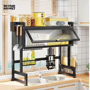 ClearNest – Transparent Kitchen Dishes Rack Cabinet
