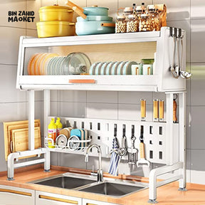 ClearNest – Transparent Kitchen Dishes Rack Cabinet