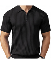 VELLANO™ — Ribbed Knit Zip Polo