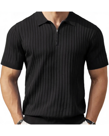 VELLANO™ — Ribbed Knit Zip Polo