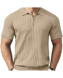 VELLANO™ — Ribbed Knit Zip Polo