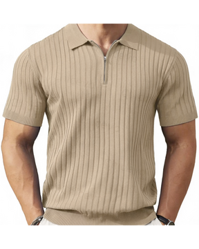 VELLANO™ — Ribbed Knit Zip Polo