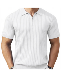 VELLANO™ — Ribbed Knit Zip Polo