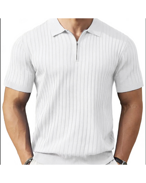 VELLANO™ — Ribbed Knit Zip Polo