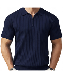 VELLANO™ — Ribbed Knit Zip Polo