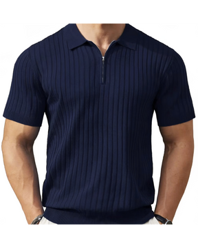 VELLANO™ — Ribbed Knit Zip Polo