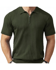 VELLANO™ — Ribbed Knit Zip Polo