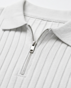 VELLANO™ — Ribbed Knit Zip Polo