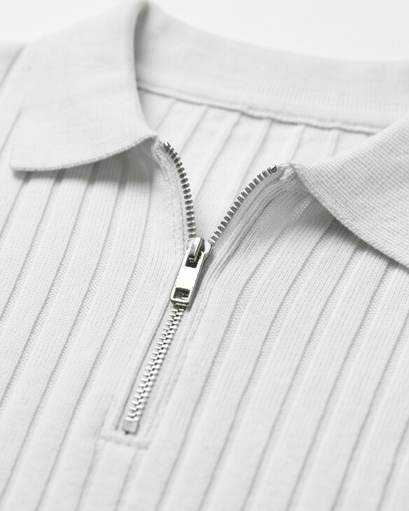 VELLANO™ — Ribbed Knit Zip Polo