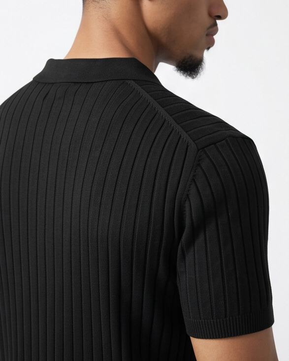 VELLANO™ — Ribbed Knit Zip Polo