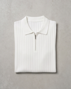 VELLANO™ — Ribbed Knit Zip Polo