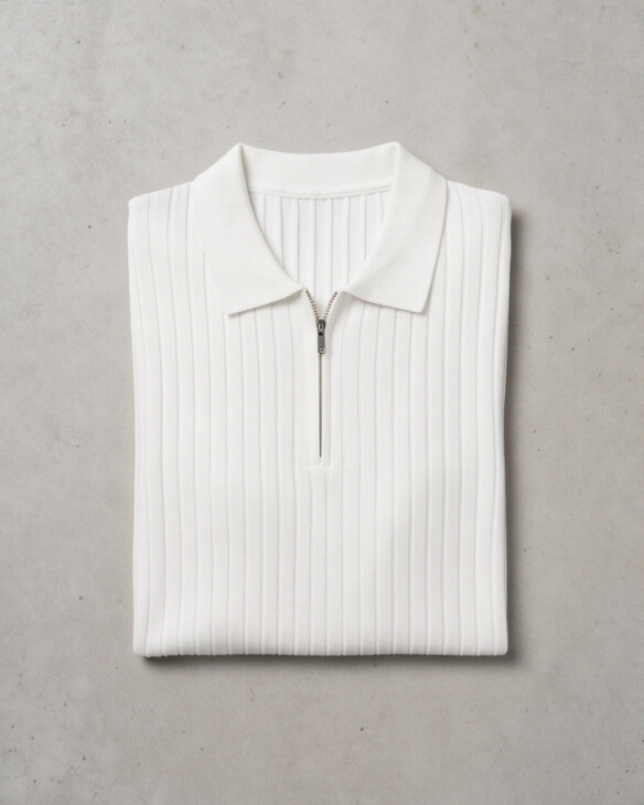 VELLANO™ — Ribbed Knit Zip Polo