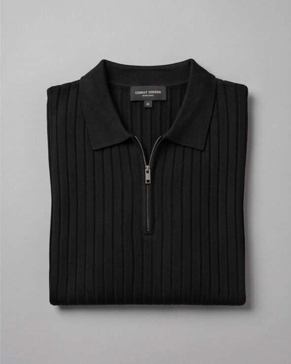 VELLANO™ — Ribbed Knit Zip Polo