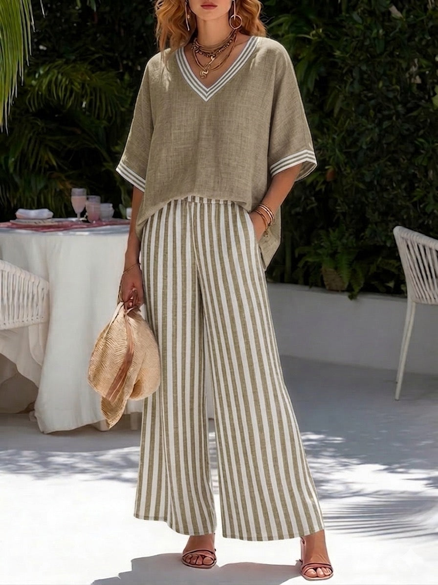 LinenVibe – Casual Linen Cotton Patchwork Outfit