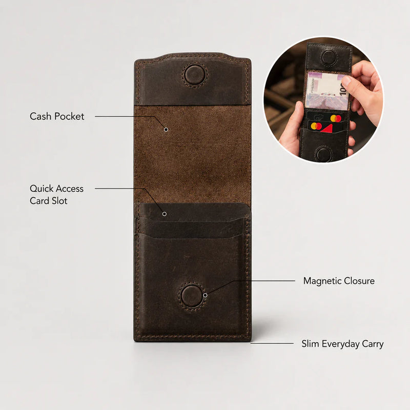 HeritageCraft – Vintage Full-Grain Leather Snap Wallet