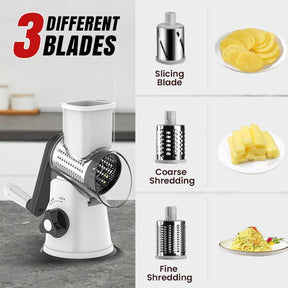 SliceForge – Multifunctional Manual Rotary Grater & Chopper
