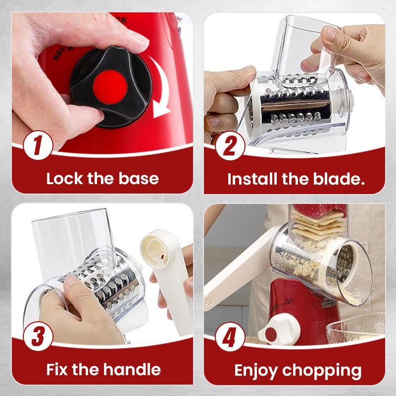 SliceForge – Multifunctional Manual Rotary Grater & Chopper