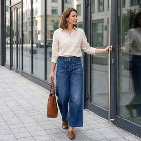 SculptFit – Tummy Control Wide-Leg Jeans
