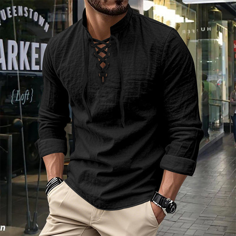 ClassicTie – Men’s Modern Stand Collar Buttoned Shirt