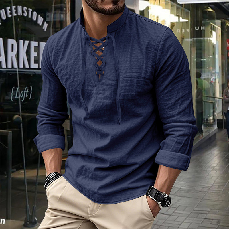 ClassicTie – Men’s Modern Stand Collar Buttoned Shirt