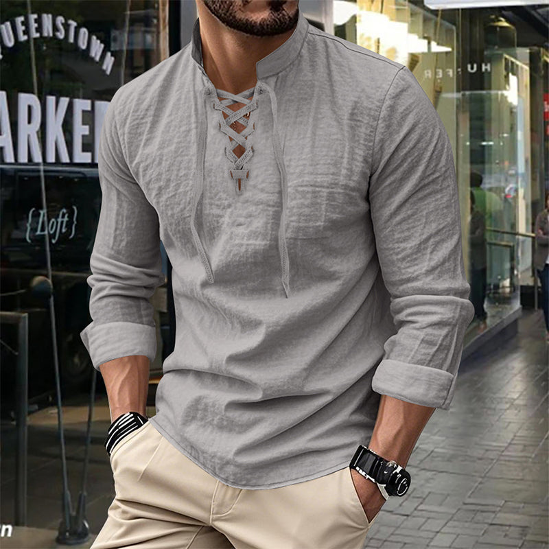 ClassicTie – Men’s Modern Stand Collar Buttoned Shirt