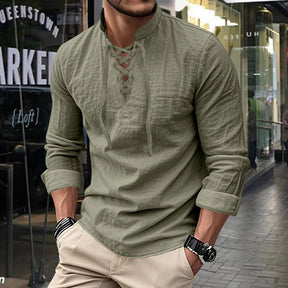 ClassicTie – Men’s Modern Stand Collar Buttoned Shirt