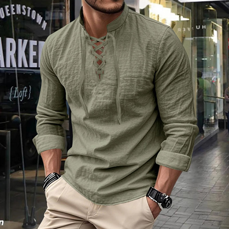 ClassicTie – Men’s Modern Stand Collar Buttoned Shirt