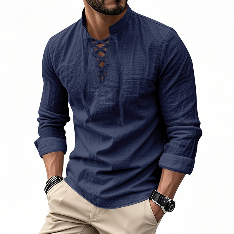 ClassicTie – Men’s Modern Stand Collar Buttoned Shirt