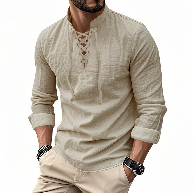 ClassicTie – Men’s Modern Stand Collar Buttoned Shirt