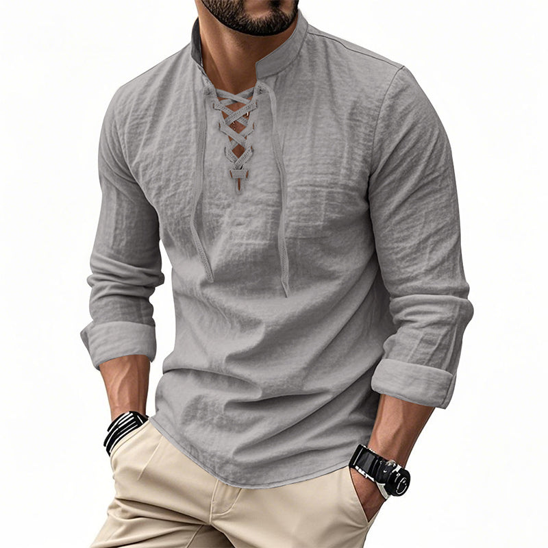 ClassicTie – Men’s Modern Stand Collar Buttoned Shirt