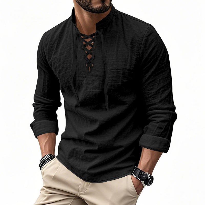 ClassicTie – Men’s Modern Stand Collar Buttoned Shirt