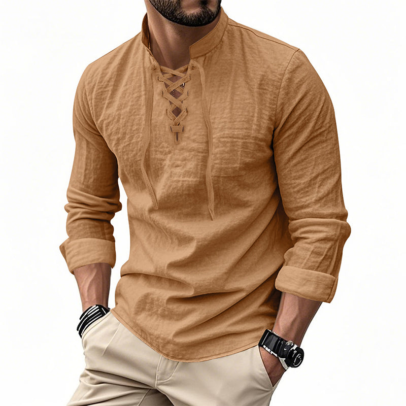 ClassicTie – Men’s Modern Stand Collar Buttoned Shirt
