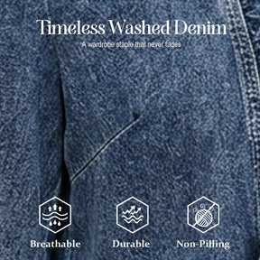 DenimLuxe – Women’s Ruffle Trim Denim Jacket