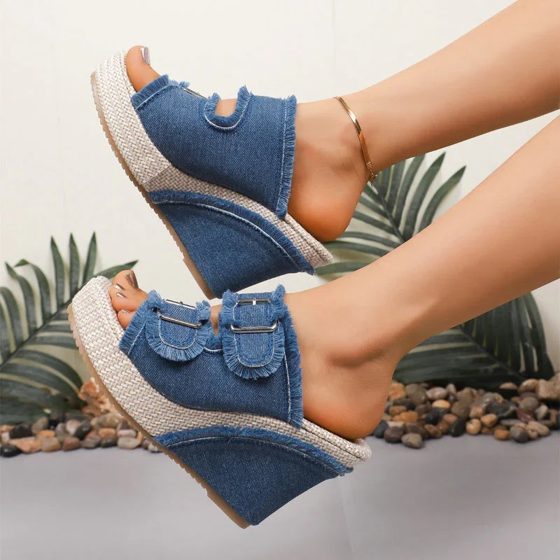 AzureStep – Denim Comfort Sandals