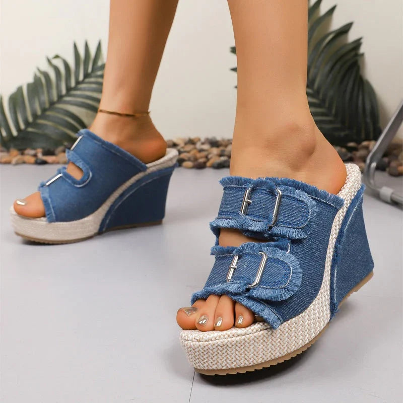 AzureStep – Denim Comfort Sandals