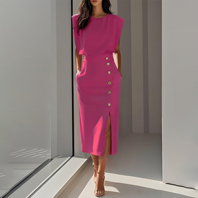 GraceAura – Elegant Split Midi Dress Collection
